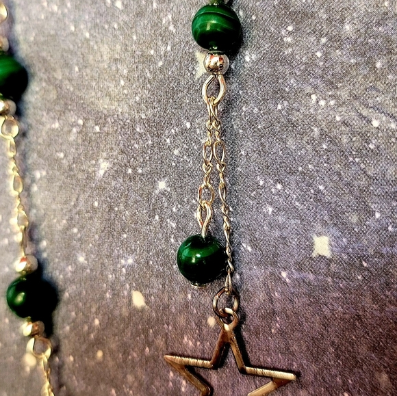 Genuine Malachite and Sterling Silver Earrings - Picture 3 of 3